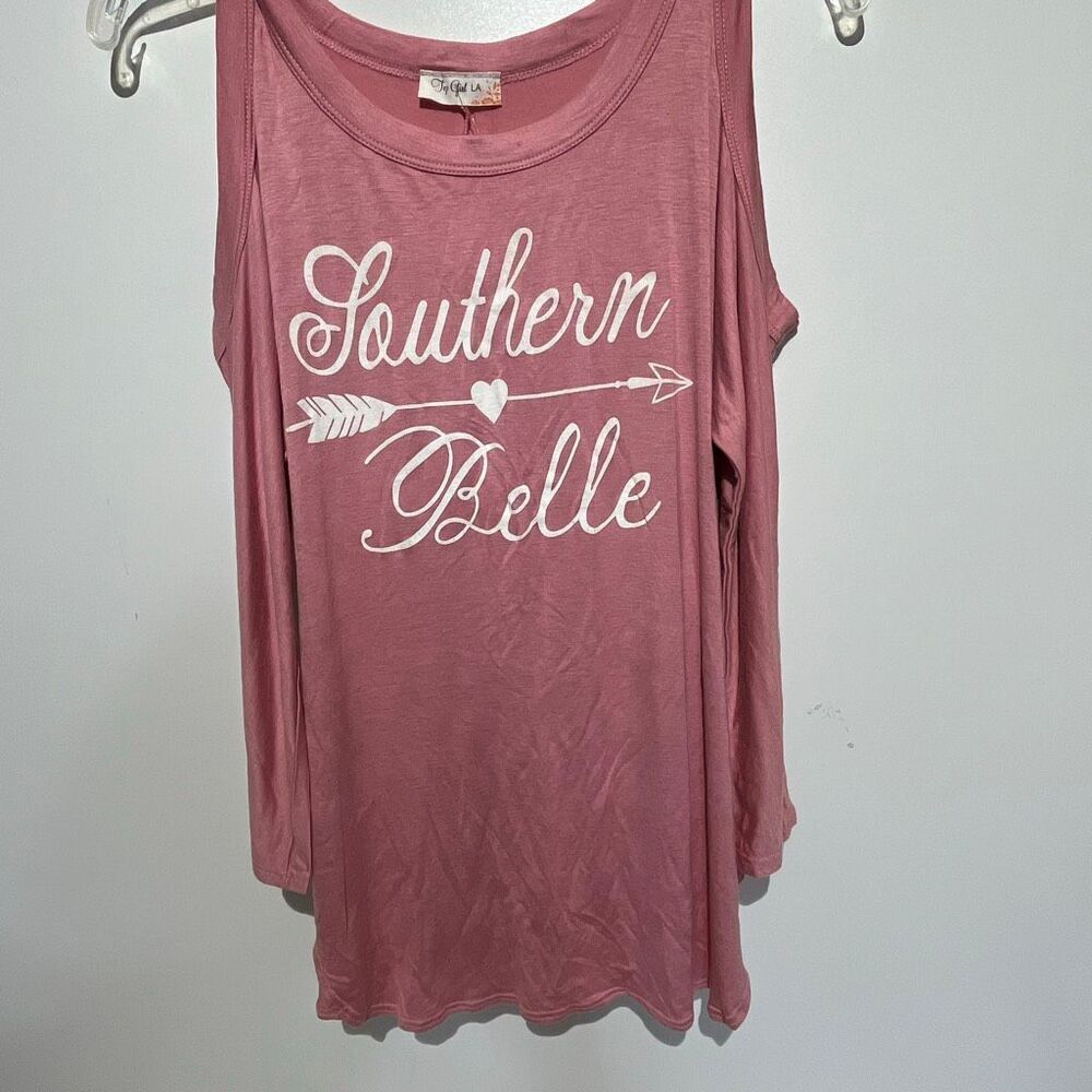 Top Girl LA Womens Dark Pink Cold Shoulder Southern Belle T-Shirt Size Small NWT